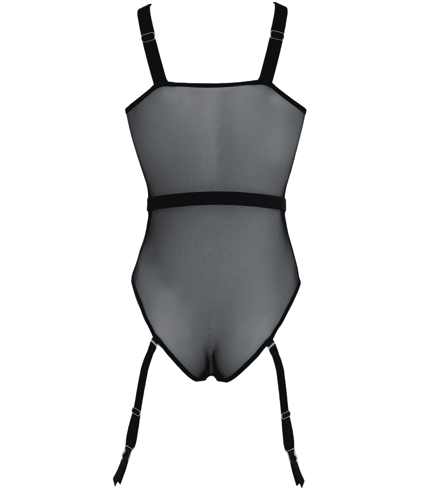 Muse Black Mesh One Piece Womens Fetish Teddy with Transparent Appeal - Her Fetish