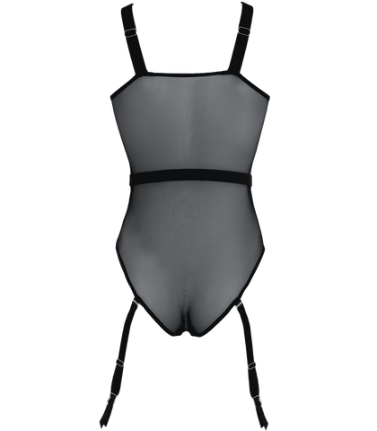 Muse Black Mesh One Piece Womens Fetish Teddy with Transparent Appeal - Her Fetish