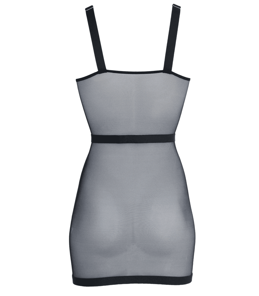 Muse Elastic Banding Black Mesh Womens Dress with Transparent Appeal - - Her Fetish