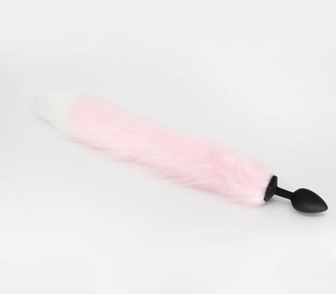 Love In Leather Fox Tail Silicone Anal Plug Large with 38cm Faux Fur Tail - Butt Plugs