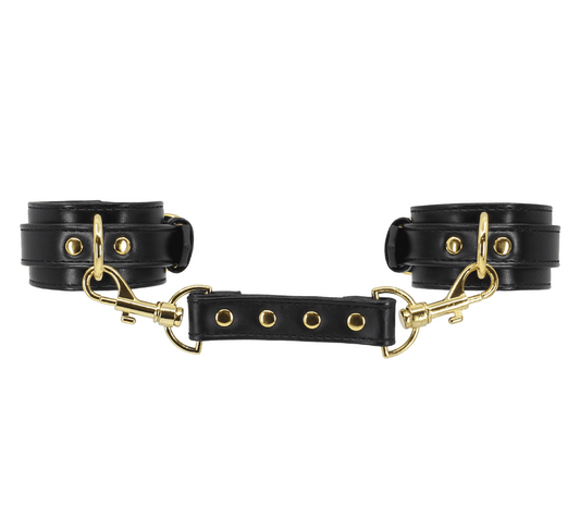 Love In Leather Premium Faux Leather Wrist Cuffs with Padded Comfort Design - Black - Cuffs And Restraints
