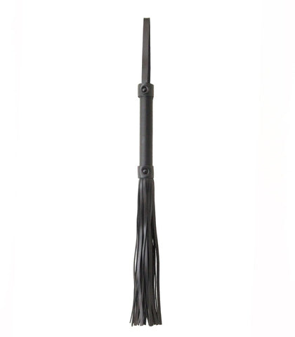 Berlin Baby Black Leather Look BDSM Flogger with Wooden Handle and Studs - Whips And Crops