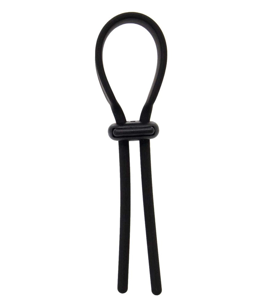 Love In Leather Lasso Style Adjustable Cock Ring with Push Button Slider - - Cock Rings