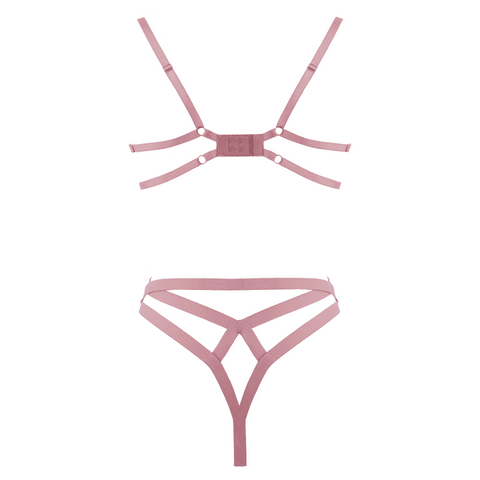 Muse Open Cup Bra With Embroidered Floral Applique Lingerie Set - Her Fetish