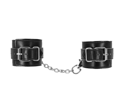 Berlin Baby Faux Fur Lined Leatherette Ankle Cuffs with Detachable Chain - Cuffs And Restraints