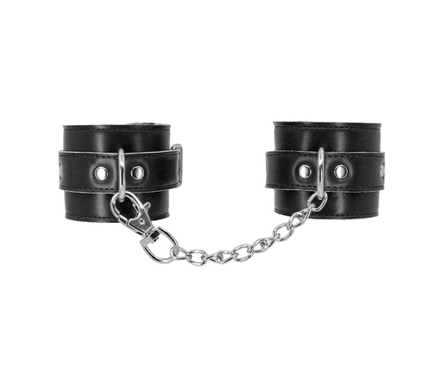 Berlin Baby Faux Fur Lined Leatherette Ankle Cuffs with Detachable Chain - Cuffs And Restraints