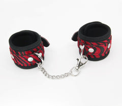 Berlin Baby Animal Print Bondage Wrist Cuffs - Red Zebra - Cuffs And Restraints