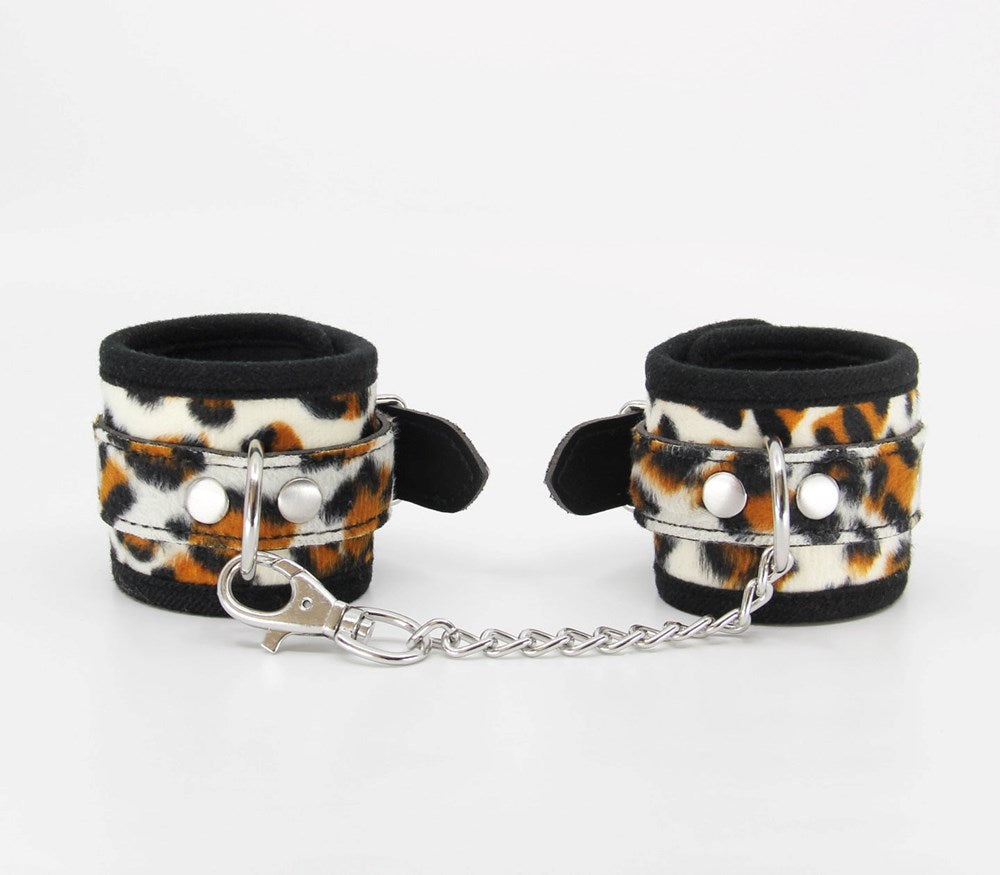 Berlin Baby Animal Print Bondage Wrist Cuffs - Leopard Print - Cuffs And Restraints