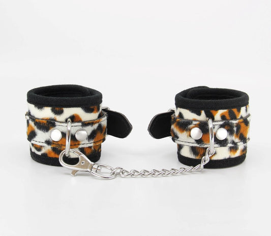 Berlin Baby Animal Print Bondage Wrist Cuffs - Leopard Print - Cuffs And Restraints
