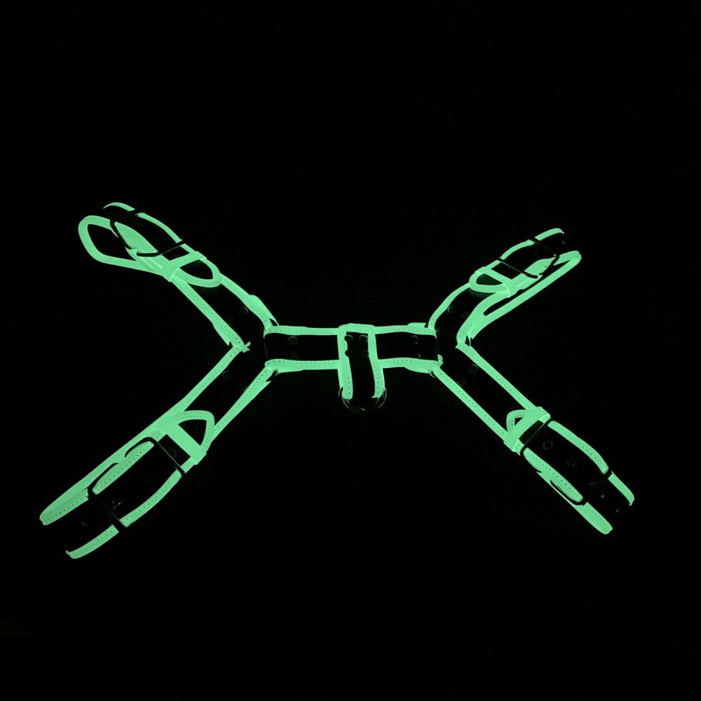 Love In Leather Glow In The Dark Bulldog Brace with Photoluminescent Technology - - Cuffs And Restraints