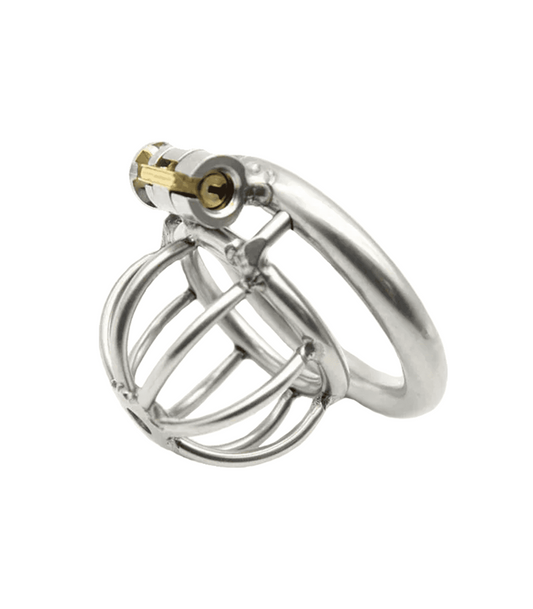 Love In Leather Zinc Alloy Bird Cage Chastity Device with Pin Tumbler Lock - 40mm - Male Chastity