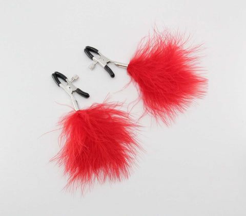 Love In Leather Womens Feather Nipple Clamps with Adjustable Pressure - Nipple and Clit Clamps