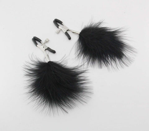 Love In Leather Womens Feather Nipple Clamps with Adjustable Pressure - Nipple and Clit Clamps