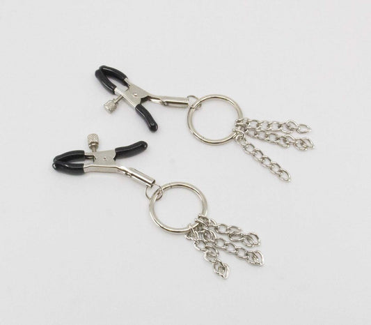 Love In Leather Chain Tassel Womens Nipple Clamps Dynamic Metal Stimulation - Default Title - Nipple and Clit Clamps