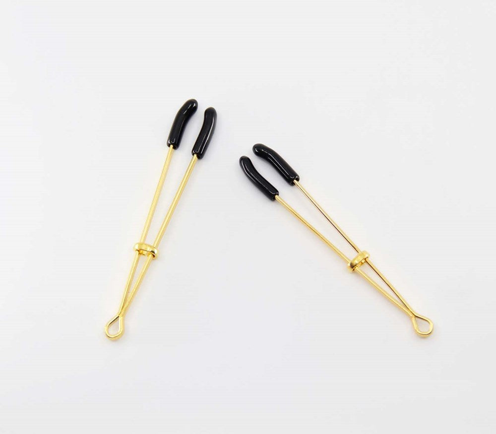 Love In Leather Tweezer Style Nipple Clamps Ultra Featherweight Design - - Nipple and Clit Clamps