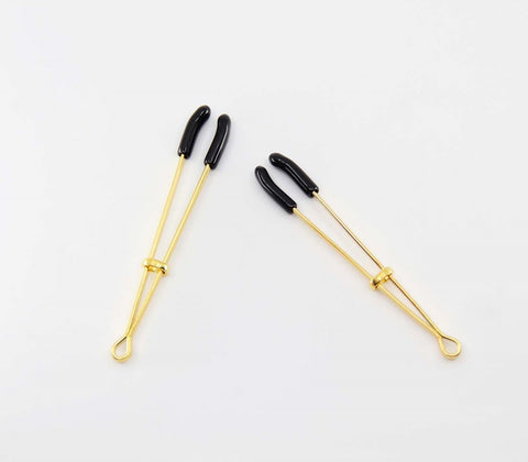 Love In Leather Tweezer Style Nipple Clamps Ultra Featherweight Design - Nipple and Clit Clamps