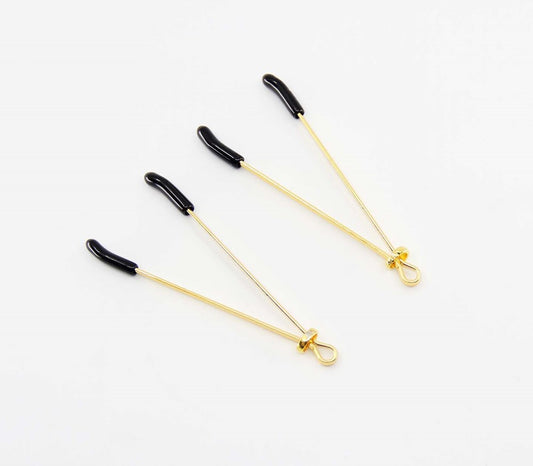 Love In Leather Tweezer Style Nipple Clamps Ultra Featherweight Design - Gold - Nipple and Clit Clamps