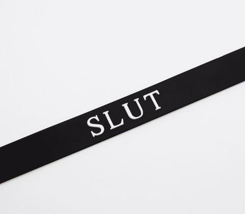 Love In Leather BDSM Play Silicone SLUT Collar Premium Medical Grade - Collars and Leads