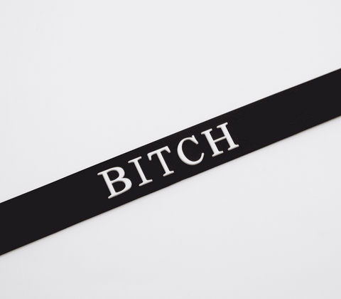 Love In Leather Fetish Play Silicone BITCH Collar Premium BDSM Accessory - Collars and Leads