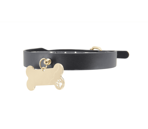 Love In Leather Engravable Bone Bondage Collar with Custom Bone Plate - Collars and Leads