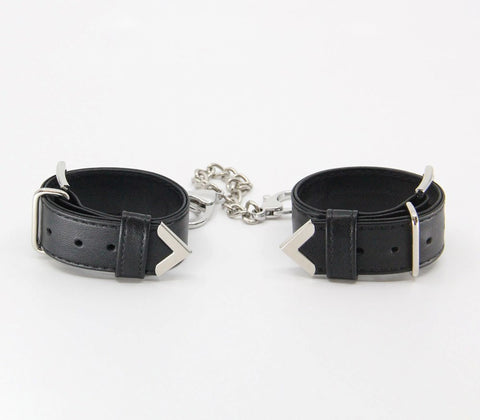 Love In Leather Silver Tip Leather Wrist Cuffs Premium BDSM Restraints - Cuffs And Restraints