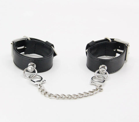 Love In Leather Silver Tip Leather Wrist Cuffs Premium BDSM Restraints - Cuffs And Restraints