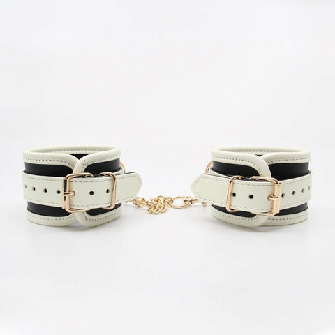 Love In Leather Glow In Dark Bondage Wrist Cuffs Photoluminescent Tech - Cuffs And Restraints