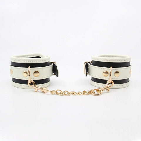 Love In Leather Glow In Dark Bondage Wrist Cuffs Photoluminescent Tech - Cuffs And Restraints