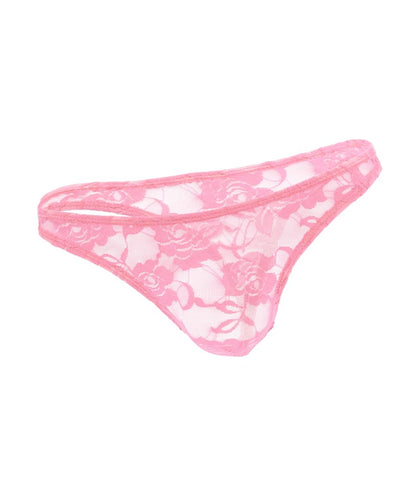 Love In Leather Mens Full Lace Sexy G String Baby Pink Complete Lace Design - Jocks and G-Strings
