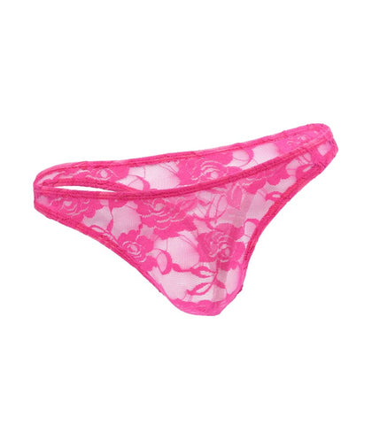 Love In Leather Mens Full Lace Sexy G String Hot Pink Complete Lace Coverage - Jocks and G-Strings