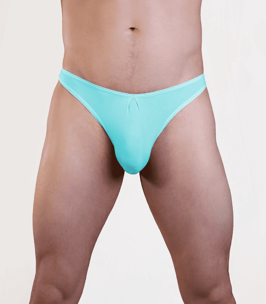 Love In Leather Plain Mens Lycra G String S/M Premium Minimalist Design - Baby Blue S M - Jocks and G-Strings