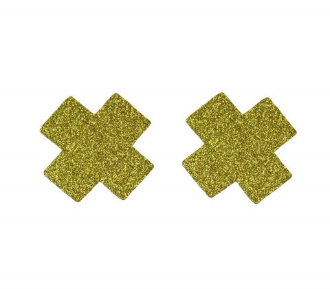 Love In Leather Satin Cross Womens Nipple Pasties Glow in Dark Effects - Breast and Nipple Toys