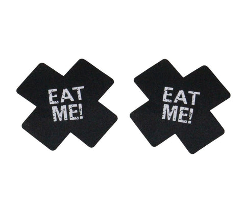 Love In Leather Eat Me Sexy Nipple Pasties Premium Satin Construction - Breast and Nipple Toys