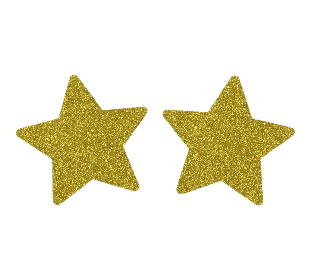 Love In Leather Glitter Star Womens Nipple Covers Brilliant Glitter - Gold - Breast and Nipple Toys