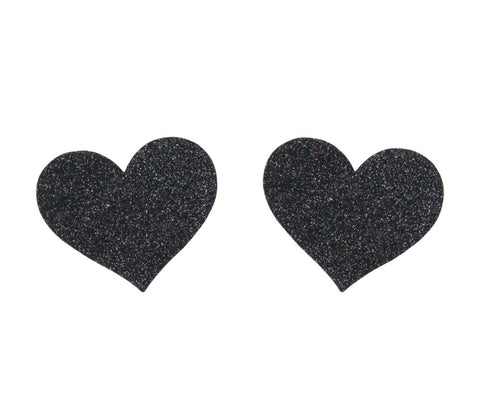Love In Leather Glitter Heart Womens Nipple Covers Sparkling Romance - Breast and Nipple Toys