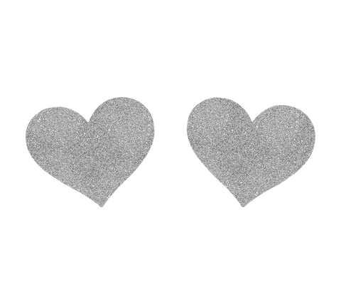 Love In Leather Glitter Heart Womens Nipple Covers Sparkling Romance - Breast and Nipple Toys