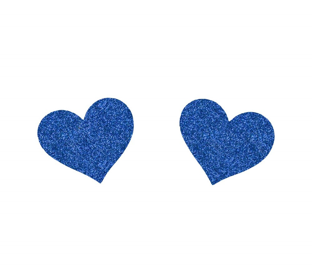 Love In Leather Glitter Heart Womens Nipple Covers Sparkling Romance - Blue - Breast and Nipple Toys