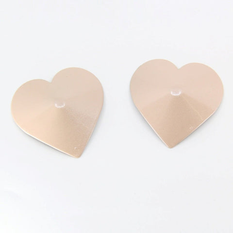 Love In Leather Heart Shape Metal Pasties with Metallic Finish - Breast and Nipple Toys