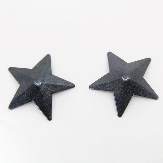 Love In Leather Star Shape Metal Nipple Pasties Premium Metal Construction - Black - Breast and Nipple Toys