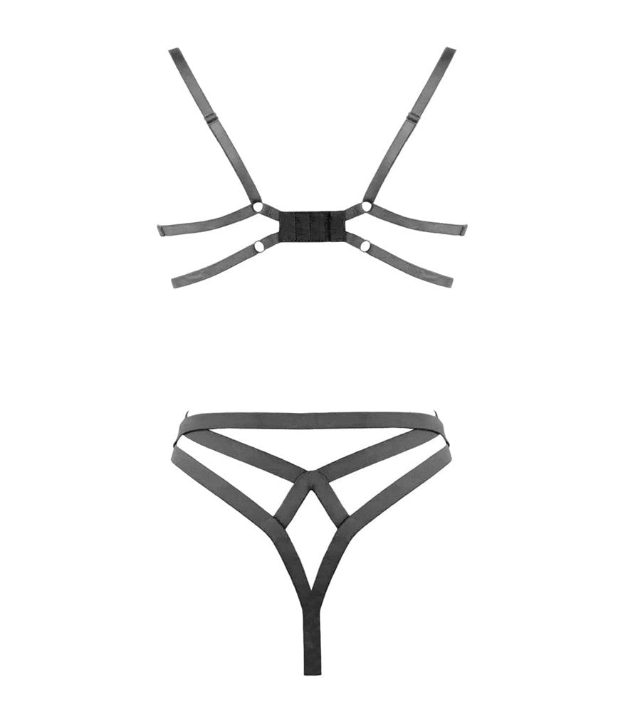 Muse Lingerie Open Cup Bra With Cut Out Bust Floral Embroidered Set - Extra Large - Her Fetish