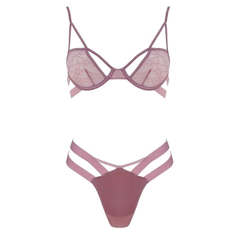 Muse Lingerie Soft Cup Bra With Underwire and Matching Satin G String - Her Fetish