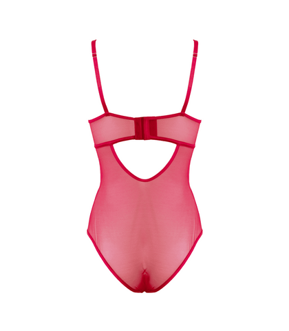 Muse Lingerie BDSM Play Sexy Womens Bodysuit Red with Harness Straps - Her Fetish