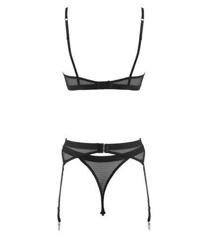 Muse Lingerie Fetish Play Sexy Bra and Panty Set Black with Harness Details - Her Fetish