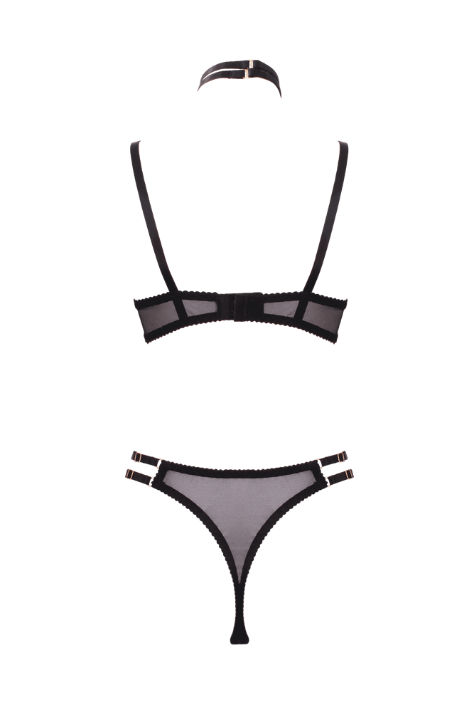 Muse Lingerie 3 Piece Peek a Boo Bra and Panty Set with Strategic Cutouts - - Her Fetish