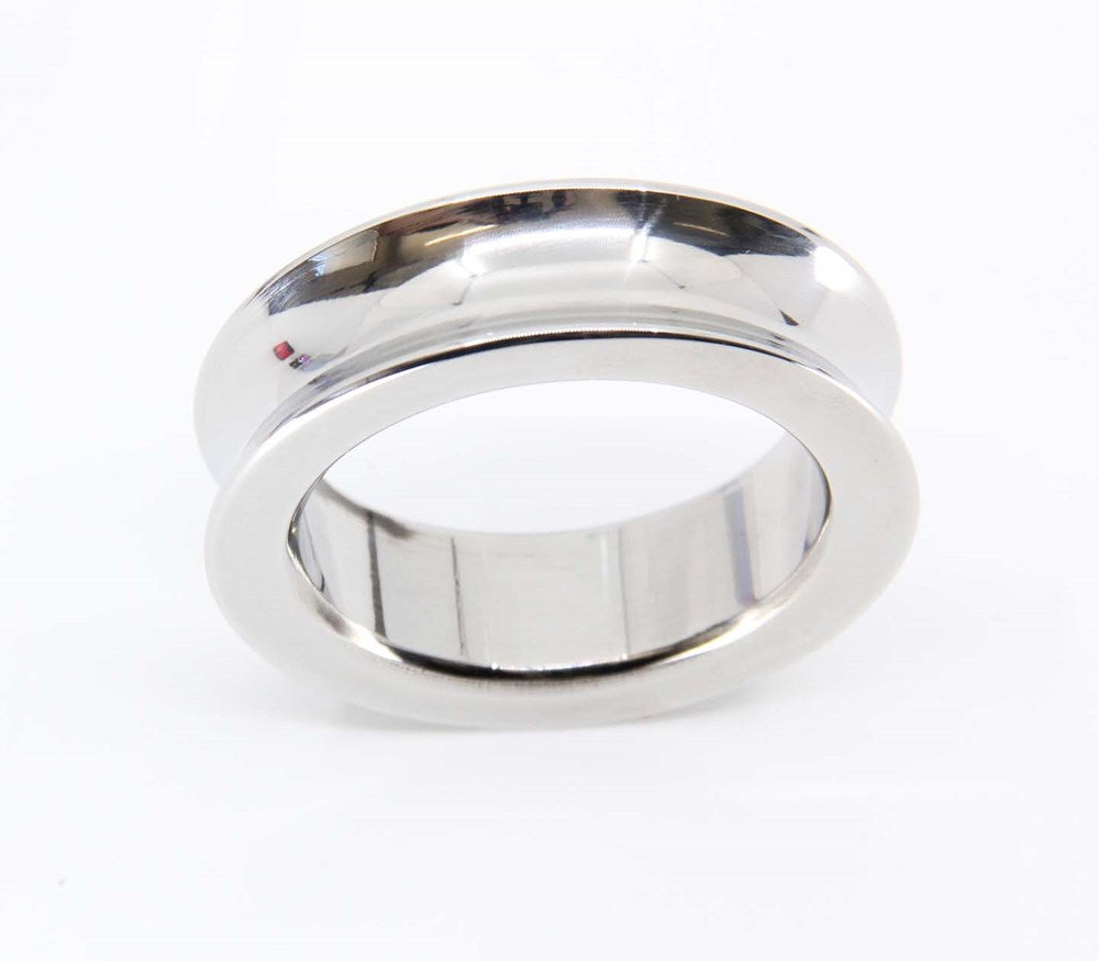 Love In Leather Premium Stainless Steel Fat Boy Ring Cock Ring - Silver 50mm - Steel Cock Rings