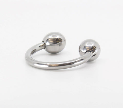 Love In Leather Stainless Steel Mens Glans Ring with Weighted Balls - Steel Cock Rings