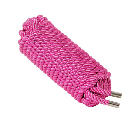 Love In Leather Silky Bondage Play Rope 10m Hot Pink Silk Effect Restraint - Cuffs And Restraints
