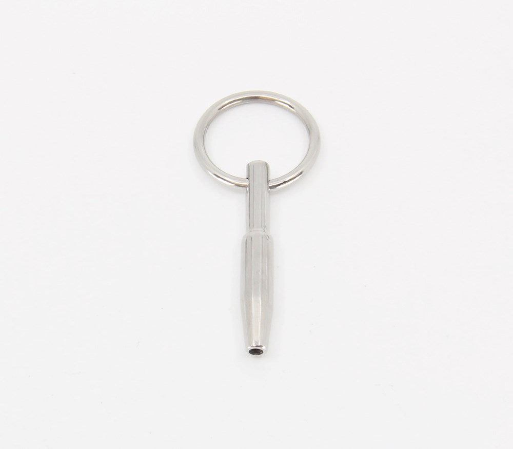 Love In Leather Cum Thru Penis Plug With Ring Hollow Urethral Stimulation - - Urethral Sounds