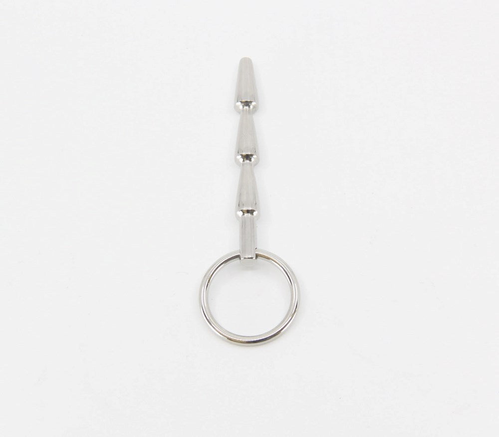 Love In Leather Solid Ridged Penis Plug With Ring Textured Urethral - - Urethral Sounds