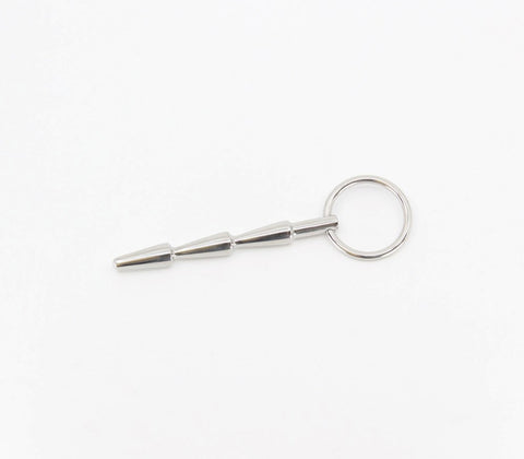 Love In Leather Solid Ridged Penis Plug With Ring Textured Urethral - Urethral Sounds
